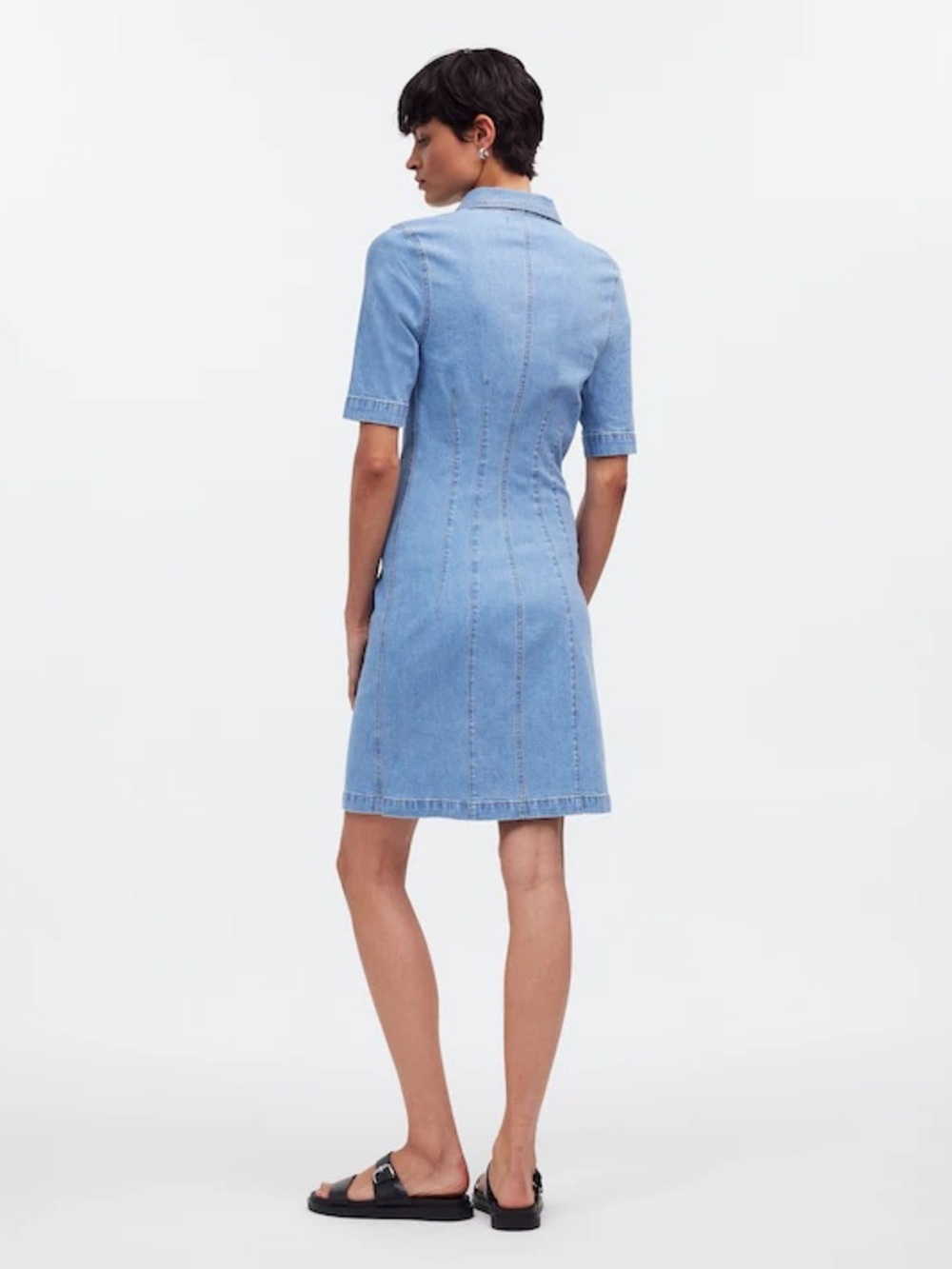 Madewell Denim Seamed Mini Shirtdress Palermo Wash Size 12 NWT - Picture 3 of 12